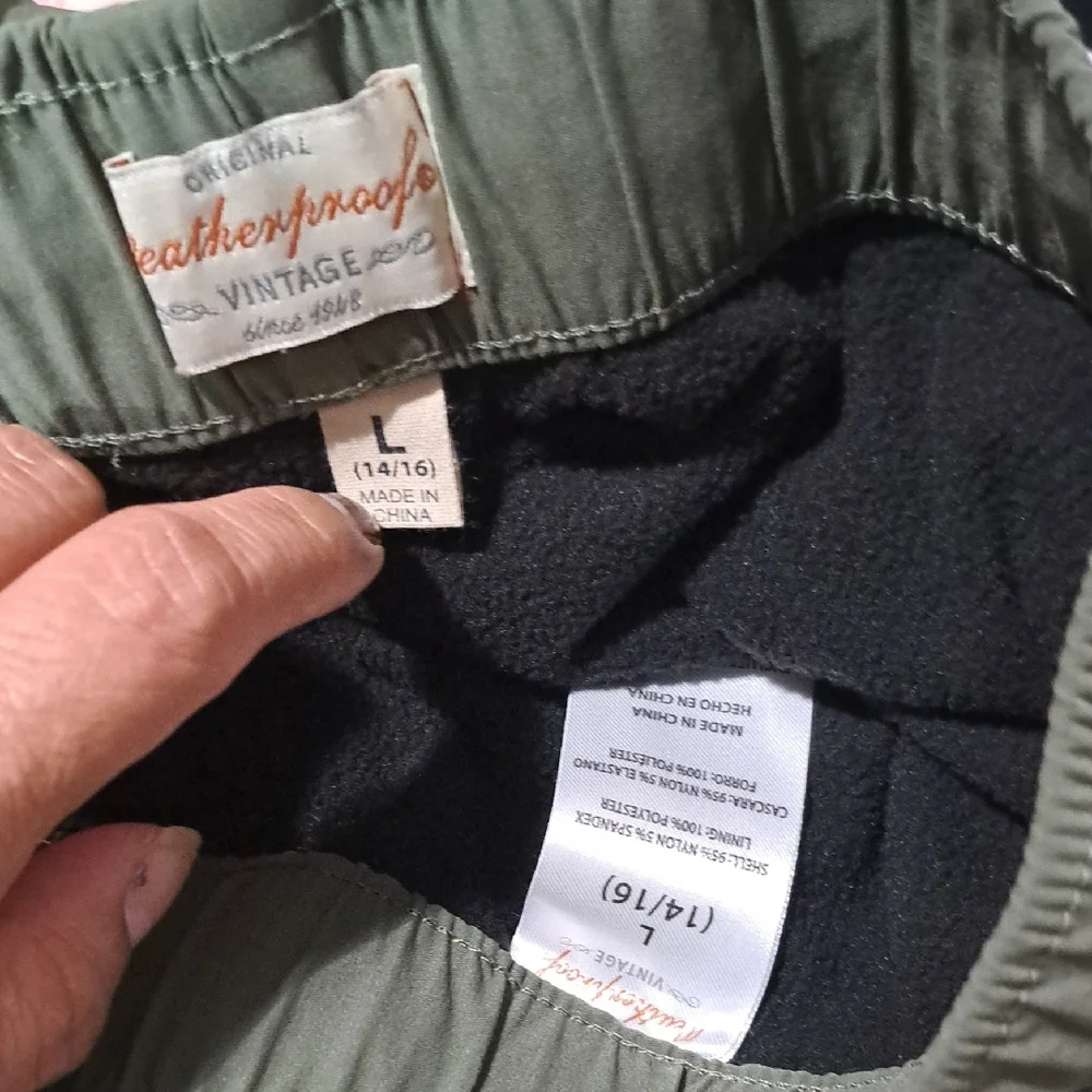 Weatherproof Green Joggers with Elastic Cuffs and Drawstring Waistband
